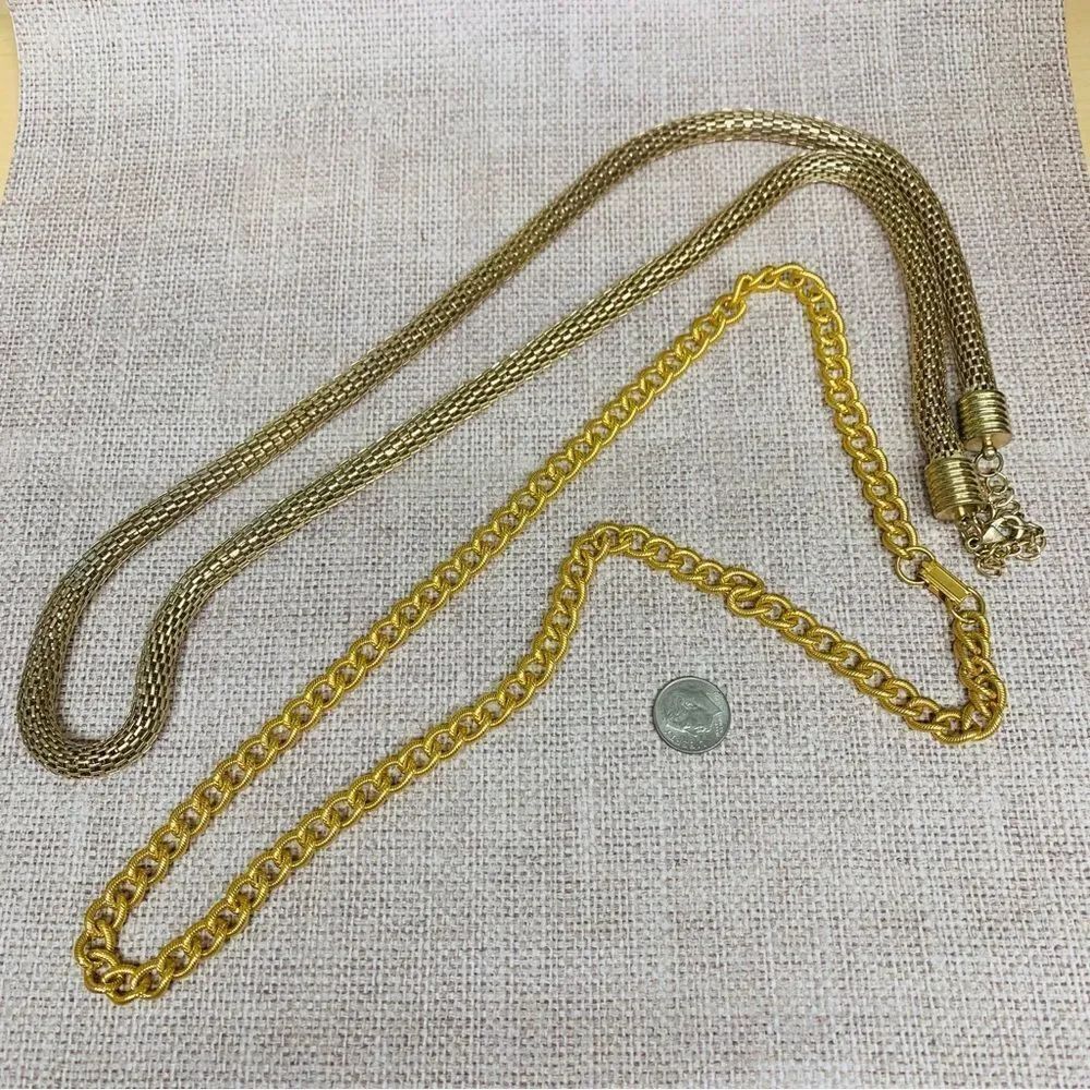 Gold Chain Necklaces Set of 2‎
